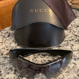 Gucci Black Shield Sunglasses with Dark Smoke Lenses